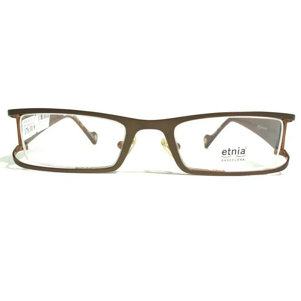 Etnia Barcelona Eyeglasses Frames Naples BR/OG Brown Rectangular 47-20-130